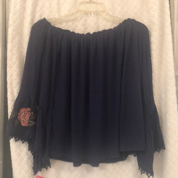 On or Off the Shoulder Top with Trumpet Sleeves - Picture 6 of 6